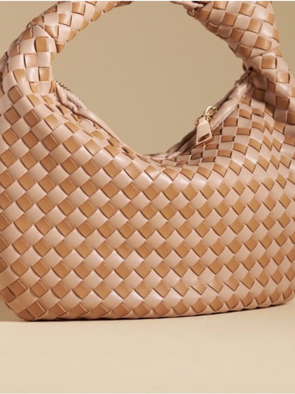 Melie Bianco Brigitte Mini Satchel Anthropologie checkered neutral tan